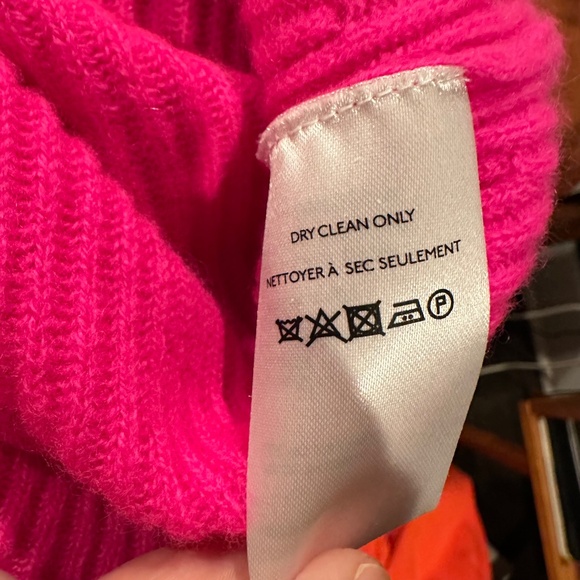 Pilcro by Anthropologie 100% Cashmere Pink Ribbed Funnel Neck Sweater size Small - Picture 4 of 5